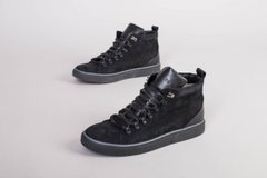 Мужские черные зимние ботинки из нубука на шнурках, 45, 30