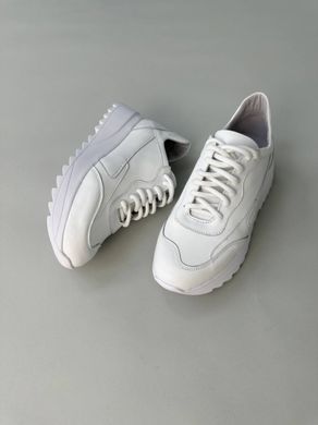 Кросівки жіночі шкіряні білого кольору, 40, 26.5