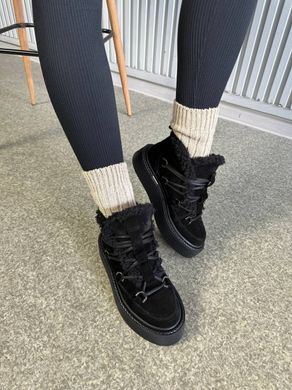 Ботинки женские замшевые черного цвета зимние, 41, 26