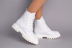 Ботинки женские кожаные белые на шнурках демисезонные, 41, 26.5