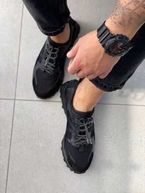 Кросівки чоловічі шкіряні чорні із вставками нубуку, 45, 30