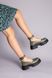 Туфлі жіночі шкіряні кольору хакі на масивній підошві, 40, 26.5