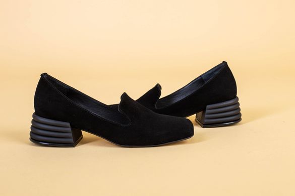 Туфлі жіночі замшеві чорні на невеликому підборі, 36, 24