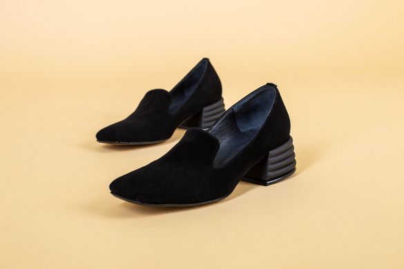 Туфли женские замшевые черные на небольшом каблуке, 36, 24