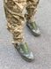 Кросівки жіночі з нубуку кольору хакі із вставками кордури, 36, 23.5