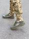 Кроссовки женские из нубука цвета хаки со вставками кордуры, 36, 23.5