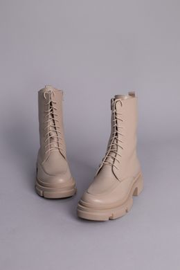 Ботинки женские кожаные бежевого цвета зимние, 41, 26.5