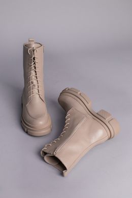 Ботинки женские кожаные бежевого цвета зимние, 41, 26.5