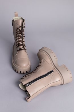 Ботинки женские кожаные бежевые демисезонные, 36, 23.5