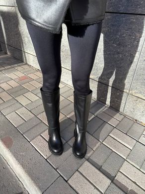 Сапоги женские кожаные черного цвета зимние, 39, 25