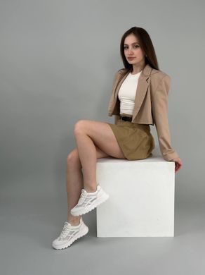 Кросівки жіночі шкіряні білого кольору зі вставками сітки, 41, 25.5