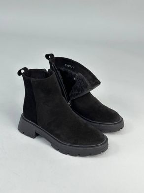 Ботинки женские замшевые черные зимние, 36, 23
