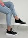 Кроссовки женские кожаные черные с вставками замши, 36, 23.5