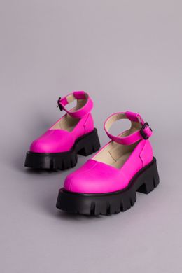 Туфли женские кожаные розовые на массивной подошве, 40, 26.5