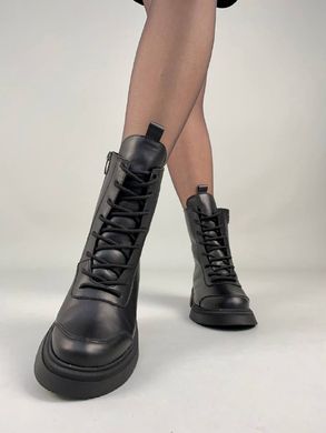 Ботинки женские кожаные черного цвета зимние, 41, 26