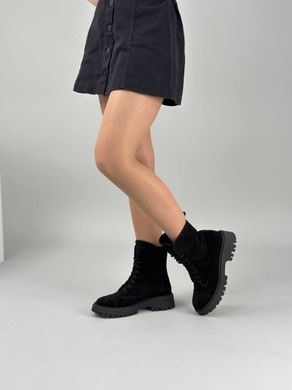 Ботинки женские замшевые черные зимние, 37, 24