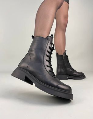 Ботинки женские кожаные черного цвета зимние, 41, 26
