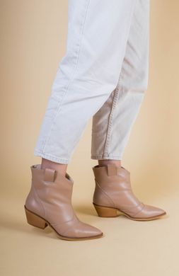 Ботинки женские кожаные бежевые на небольшом каблуке демисезонные, 35, 23