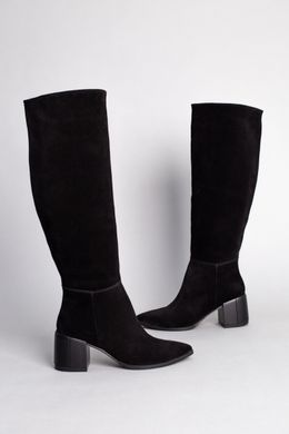 Сапоги женские замшевые черные на каблуке зимние, 41, 26.5-27