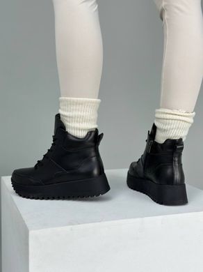 Кросівки жіночі шкіряні чорного кольору зимові, 36, 23.5
