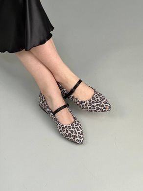 Балетки жіночі замшеві з леопардовим принтом з гострим носком, 36, 23.5
