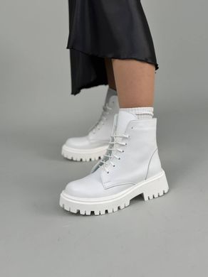 Ботинки женские кожаные белые на низком ходу, 35, 23