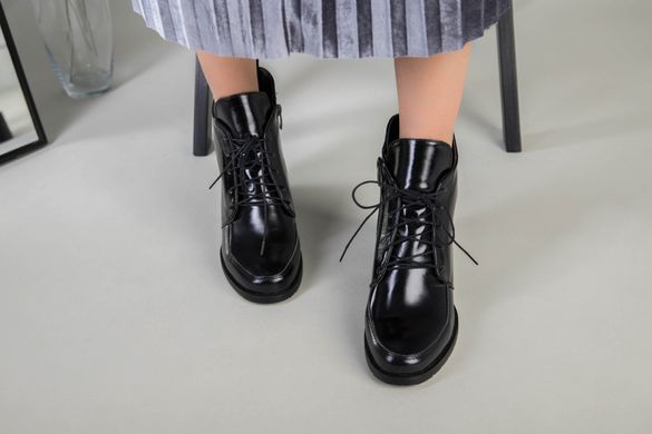 Ботинки женские кожа наплак черные на небольшом каблуке зимние, 36, 23.5