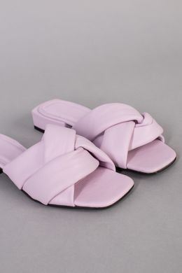 Шлепанцы женские кожаные лилового цвета на небольшом каблуке, 37, 24