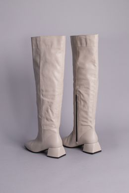 Ботфорты женские кожаные молочного цвета зимние, 40, 26