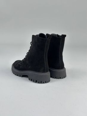 Ботинки женские замшевые черные зимние, 39, 25-25.5