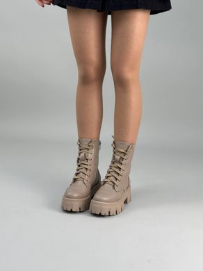 Ботинки женские кожаные бежевого цвета зимние, 39, 25.5