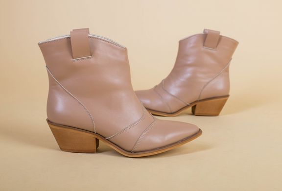 Ботинки женские кожаные бежевые на небольшом каблуке демисезонные, 36, 23.5