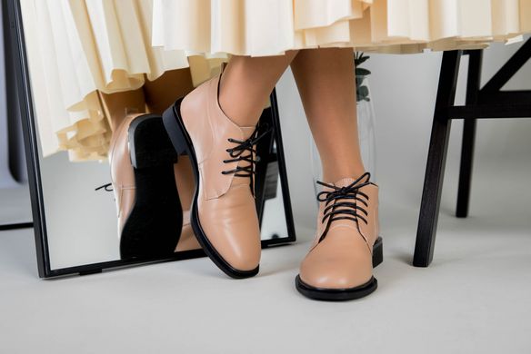 Ботинки женские кожаные карамельного цвета на шнурках, 40, 26-26.5