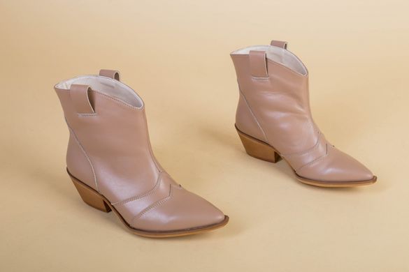 Ботинки женские кожаные бежевые на небольшом каблуке демисезонные, 36, 23.5