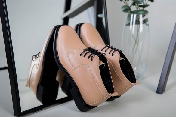 Ботинки женские кожаные карамельного цвета на шнурках, 40, 26-26.5