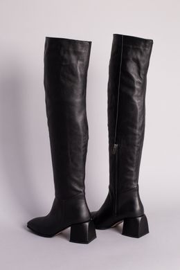 Ботфорты женские кожаные черные на небольшом каблуке зимние, 40, 26