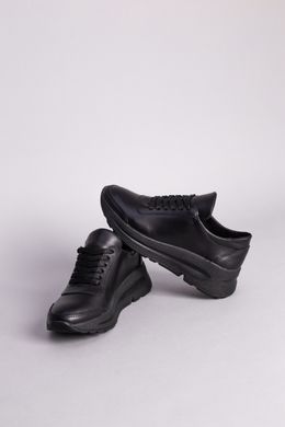Кросівки жіночі шкіряні чорні на чорній підошві, 40, 26