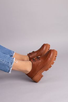 Туфлі жіночі шкіряні руді на шнурівці, 35, 23