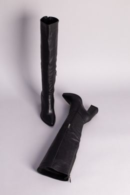 Ботфорты женские кожаные черного цвета зимние, 36, 23.5