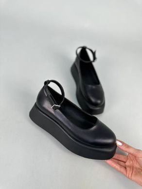 Туфли женские кожаные черного цвета на черной подошве, 41, 26
