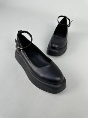 Туфлі жіночі шкіряні чорного кольору на чорній підошві, 41, 26