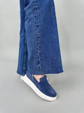 Лофери жіночі замшеві кольору джинс, 36, 23.5