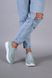 Кроссовки женские кожаные серо-голубого цвета, 40, 26-26.5
