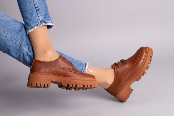 Туфлі жіночі шкіряні руді на шнурівці, 35, 23