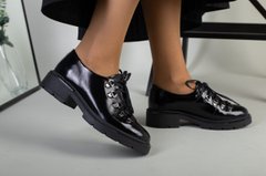 Туфли женские кожа наплак черные на шнурках, 41, 27