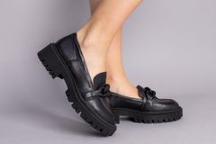 Туфли женские кожаные черного цвета, 41, 26.5