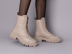 Ботинки женские кожаные бежевые зимние, 41, 26.5