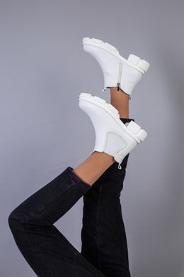Ботинки женские кожаные белые на резинке и с замком демисезонные, 41, 26.5