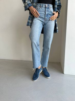 Лоферы женские замшевые цвета джинс, 36, 24