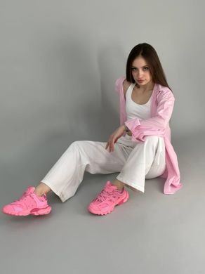 Кросівки жіночі шкіряні рожевого кольору зі вставками сітки, 40, 25.5